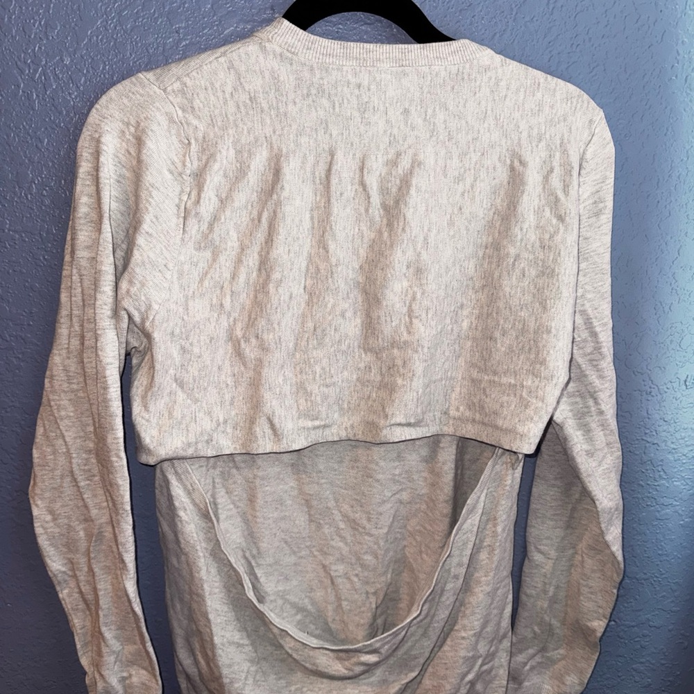 Fabletics Light Gray Crew Neck Top Open Back - image 4